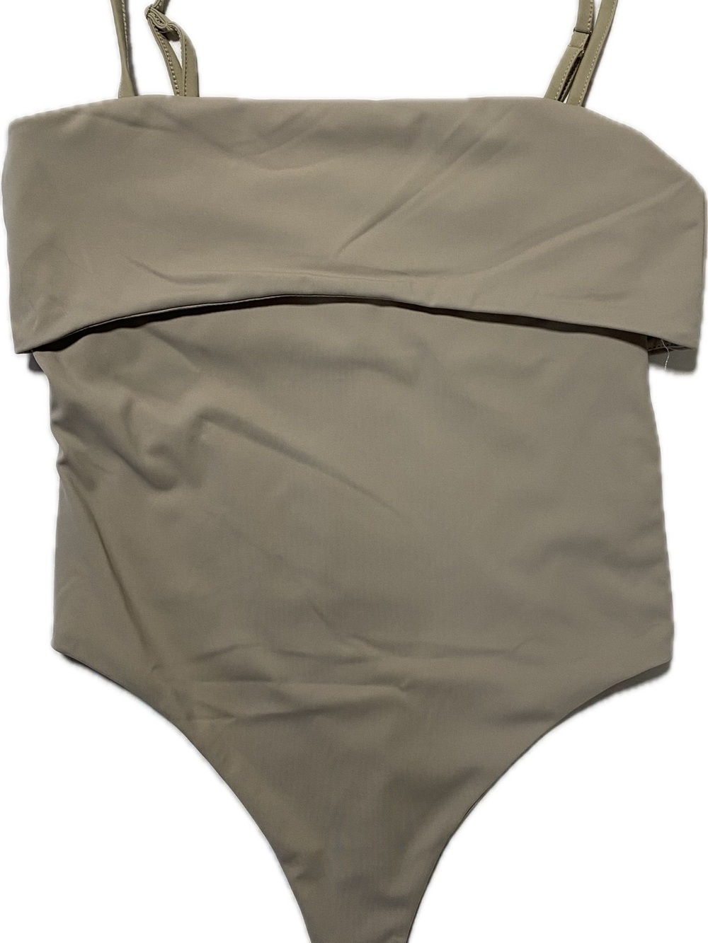 Forever 21 Taupe Fold-Over Strap Bodysuit
